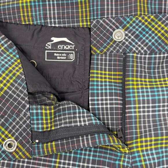 Slazenger Women’s Plaid Golf Shorts Size 10 Gray Blue Yellow Pockets - Picture 5 of 8